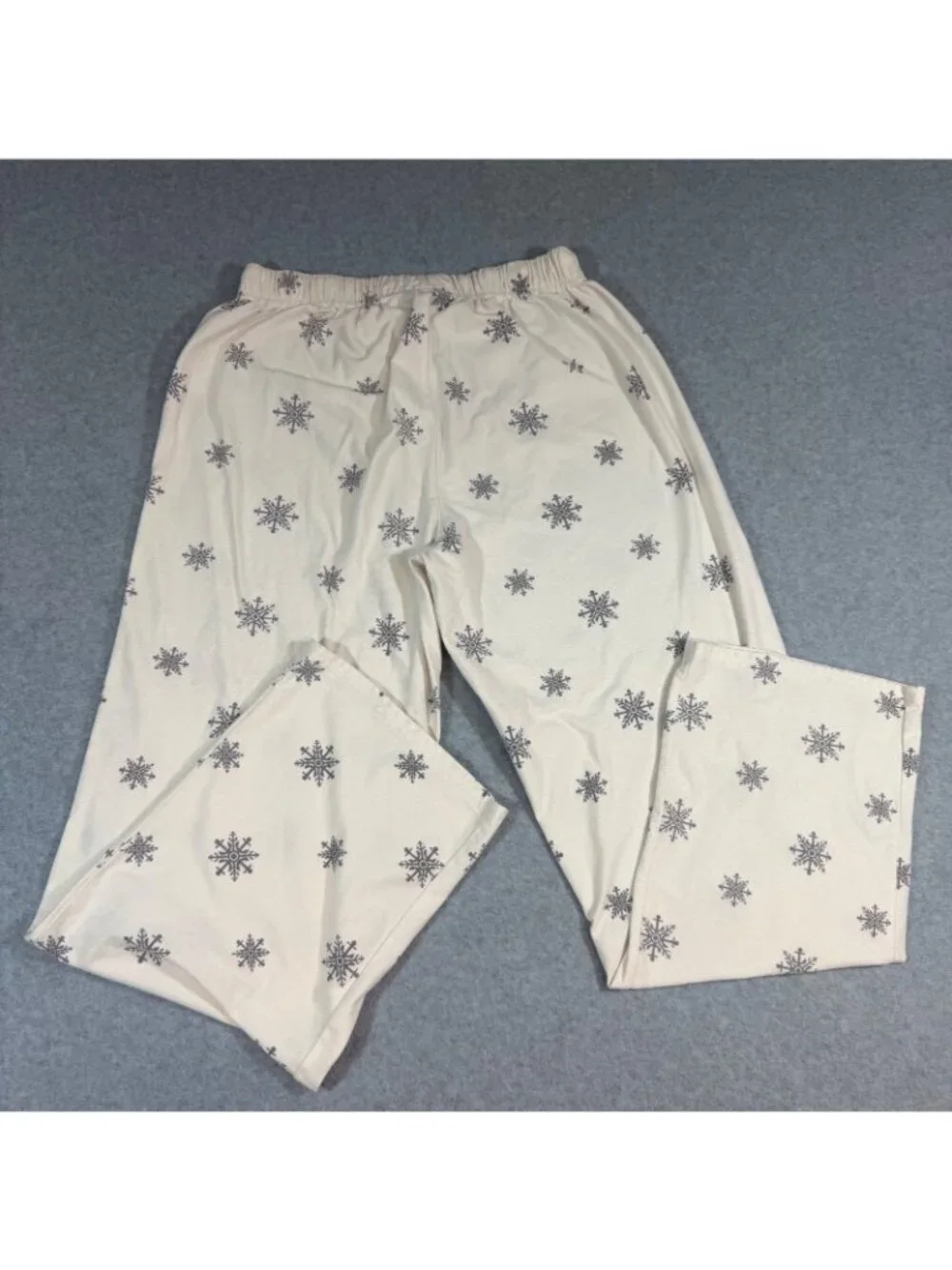 Nautica Sleepwear Women’s Medium White Snowflake Print Pajama Lounge Pants Soft